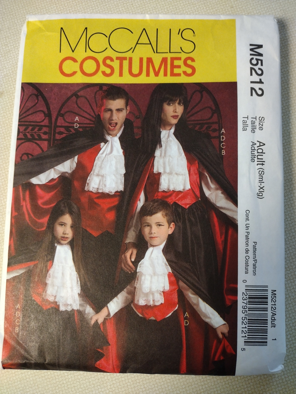 Family Red and Black Vampire Cape Costume Halloween Pattern mcCall's
